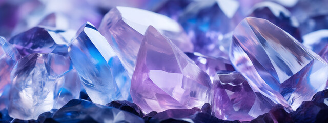 Artistic Render of Luminous Crystals in Shades of Purple