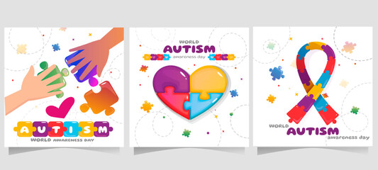 Vector Set of World autism day posters