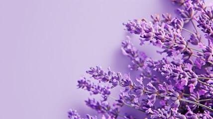 Close-up of vibrant lavender flowers against a soft purple background.