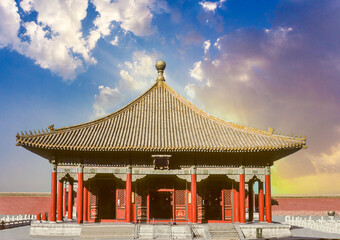 The Hall of Central Harmony located between the Hall of Supreme Harmony and the Hall of Preserved...