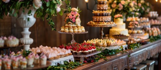 Wedding food presentation and table decor.