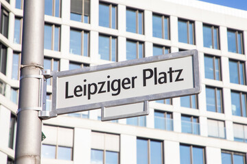 street sign Leipziger Platz - engl. Leipzig square - in Berlin