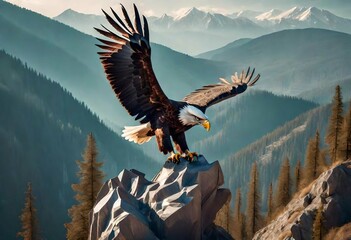 eagle in flight - obrazy, fototapety, plakaty