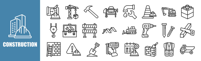 Construction icon set for design elements