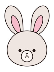 かわいいうさぎの顔のベクターイラスト。アイコン、動物、兔