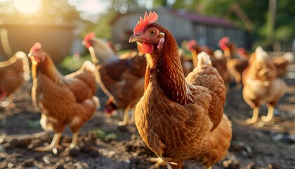 Expansive industrial chicken coop housing growing poultry flock in modern farm facility