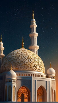 islamic background with mosque, eid moubarak, ramadan moubarak, eid fitr, eid adha