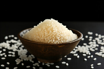 Bowl of White Rice with Scattered Grains