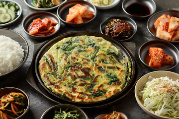 Korean Cuisine Assortment in Black Bowls