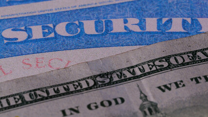 2 photo of social security cards ssn cash US dollar bills money