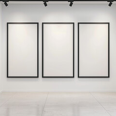 Gallery Interior with Blank Frames