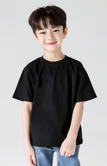 Smiling Boy in Black T-Shirt