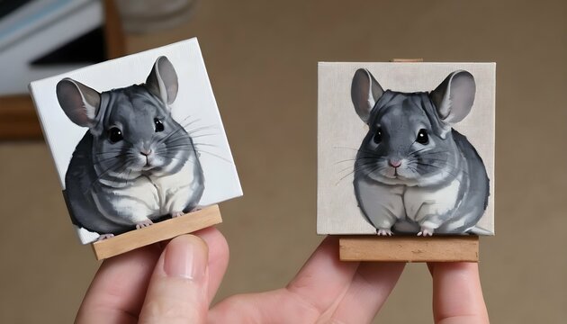 A Chinchilla Painting On A Tiny Canvas