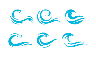 Fototapeta na wymiar sea water wave logo design set, graphic element for logo 