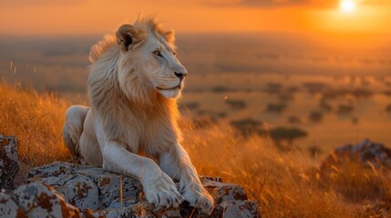 lion lying on rock cliff against