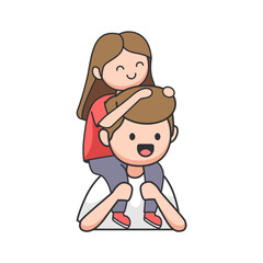 Father and girl hugging each other. Vector illustration.
