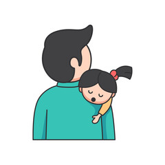Father and daughter hugging each other. Vector illustration in cartoon style.