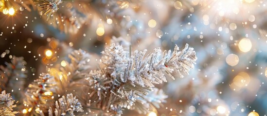 Artificial sparkly tree macro for holiday decor.