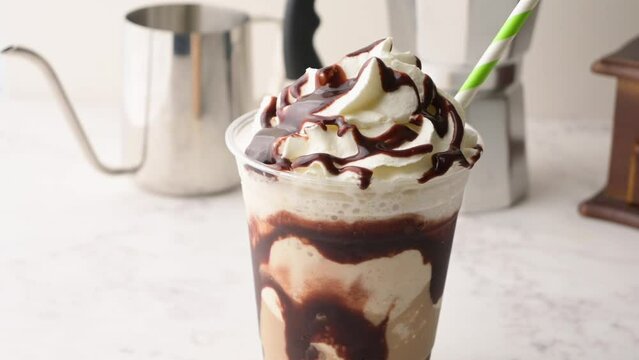 chocolate mocha frappe with whipped cream