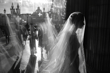 Una foto del velo de una novia, en Praga.






 - obrazy, fototapety, plakaty