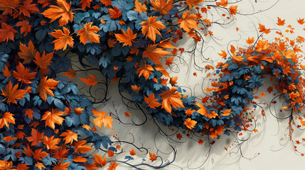 Design a captivating botanical whirlwind, where leaves and vines spiral in an enchanting dance