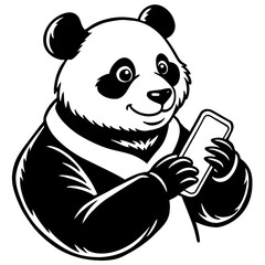 Panda silhouette vector art illustration