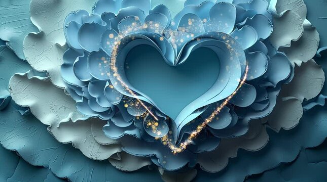 3D background material heart light blue