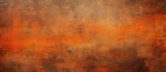 Deurstickers A blurred image featuring a warm palette of brown, amber, and orange hues, resembling a wood flooring pattern with tints and shades of peach © TheWaterMeloonProjec