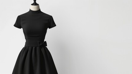 Stylish and chic little black dress mockup on a mannequin against a white background. Ideal for...