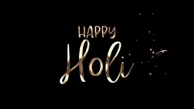 Animated happy Holi lettering on transparent background is perfect for social media posts, greeting cards, invitations, and festive designs.
