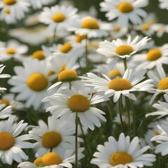 Fototapeta premium A field of daisies swaying in the breeze under a sunny sky2
