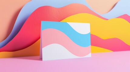 Bright and bold blank mockup of a business card with vibrant branding artistic accents and clear contact details.