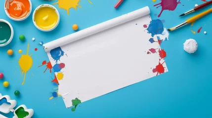 Foto op Plexiglas Blank mockup of a playful and fun design for a childrens art workshop flyer © Justlight