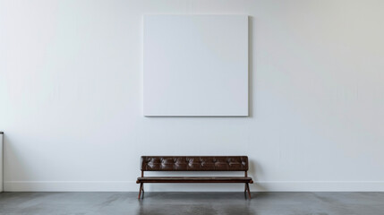 A blank canvas hanging on a crisp white wall inviting viewers to envision their own interpretation of the piece. . .