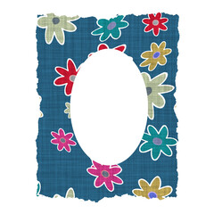cloth frame with flowers - pattern you might find on a 50's - 70's house dress or bolt of cloth in a fabric store - retro  - 769250122