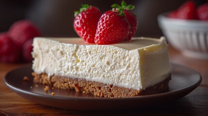 Creamy, rich, and indulgent, cheesecake tantalizes taste buds with its velvety texture and decadent flavors, making it a perennial dessert favorite.
