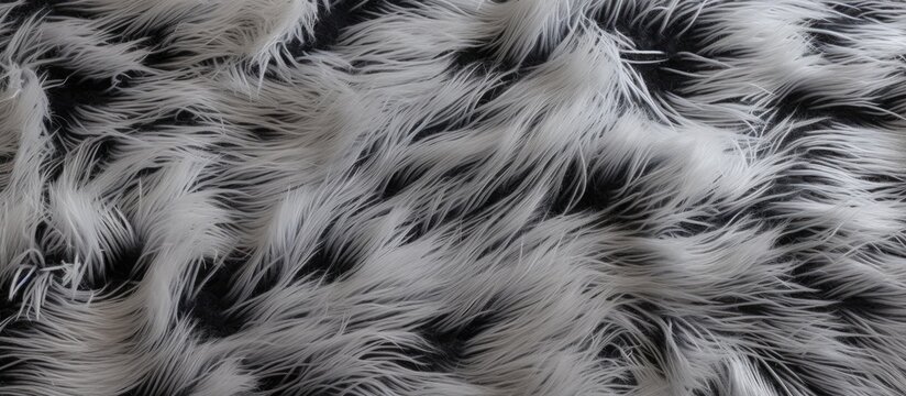 A detailed closeup of a monochrome fur blanket resembling the pattern of Felidae species, displaying whiskers, tail, and feather details of small to mediumsized cats in monochrome photography