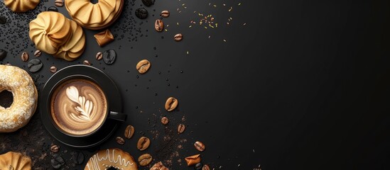 Abstract Background with Black Coffee and Pastry