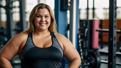 Fototapeta premium Curvy woman leaving her gym session