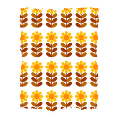 retro abstract tiled floral background in autumn colors with torn paper edge  - 769252598