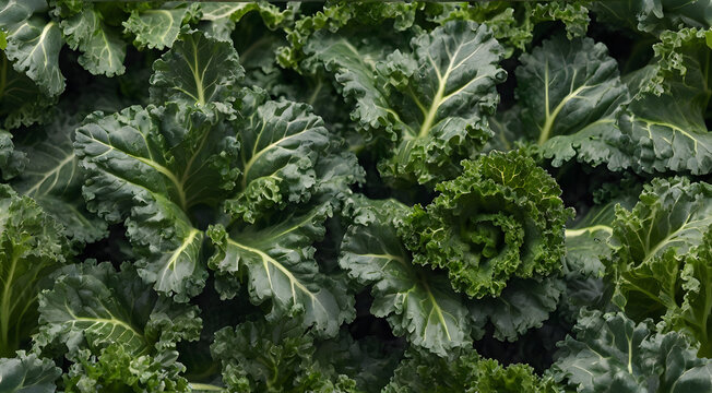 "Produce an 8K resolution image depicting lush kale leaves arranged elegantly on a brilliant white background, capturing their vibrant green hues and intricate textures."

