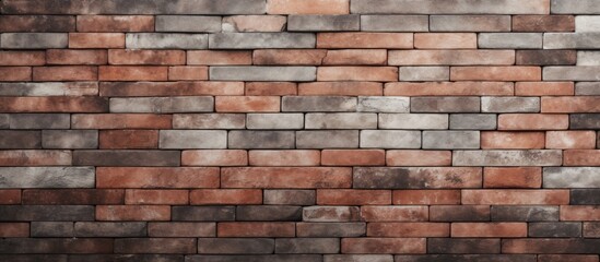 Obraz premium A detailed close up of a brown brick wall showcasing the intricate patterns and textures of the composite material. The blurred background highlights the rectangular shapes of the brickwork
