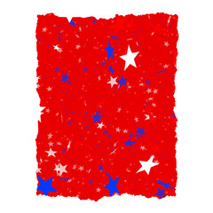 red, white & blue random stars background with torn paper edge - 769253597