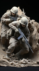 Military Figurines in Combat Pose

