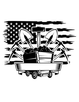 recommend clip art: US Mining Tools | Miner | Mining | Land Mining | Mining Company | Mining Industry | Coal Mining | Shovel | Original Illustration | Vector and Clipart | Cutfile and Stencil