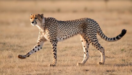 A Cheetah With Its Front Paws Outstretched Reachi