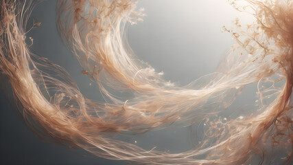 Obraz premium Create an ethereal abstract background with delicate wisps and tendrils intertwining in soft, muted tones, suggesting a celestial dreamscape