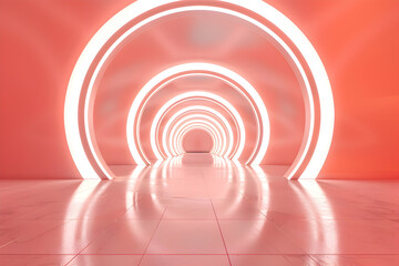 Fototapeta premium Futuristic Light Tunnel Stage for Product Presentation