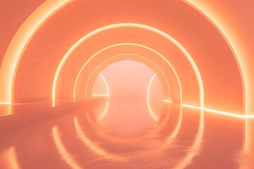Naklejka premium Futuristic Light Tunnel Stage for Product Presentation