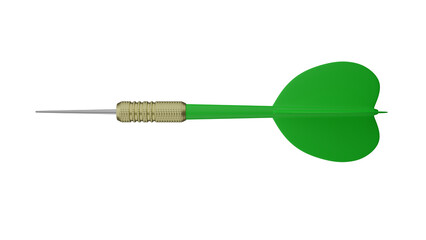 Green darts arrow isolated on transparent and white background. Darts concept. 3D render